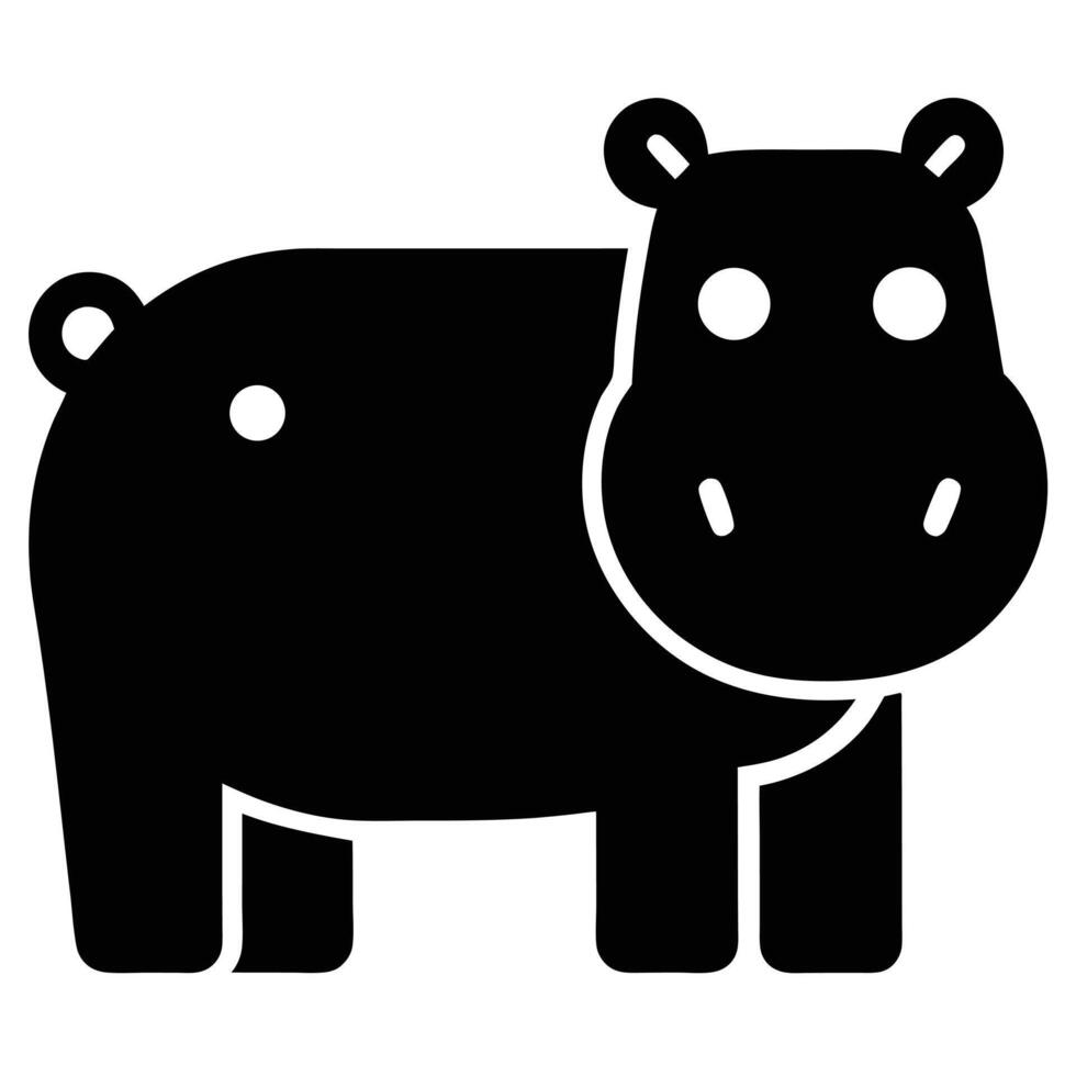 Stylized black and white hippo icon vector