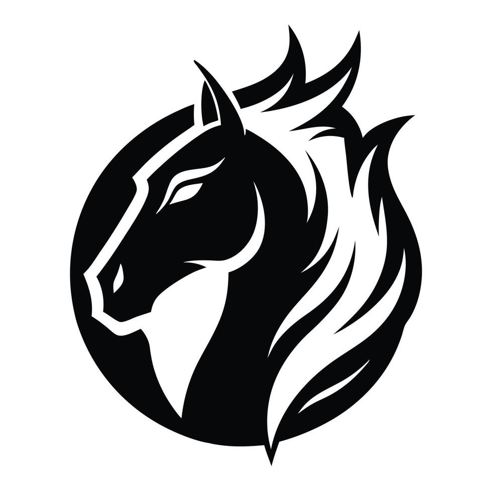 Silhouette horse head within oval design vector