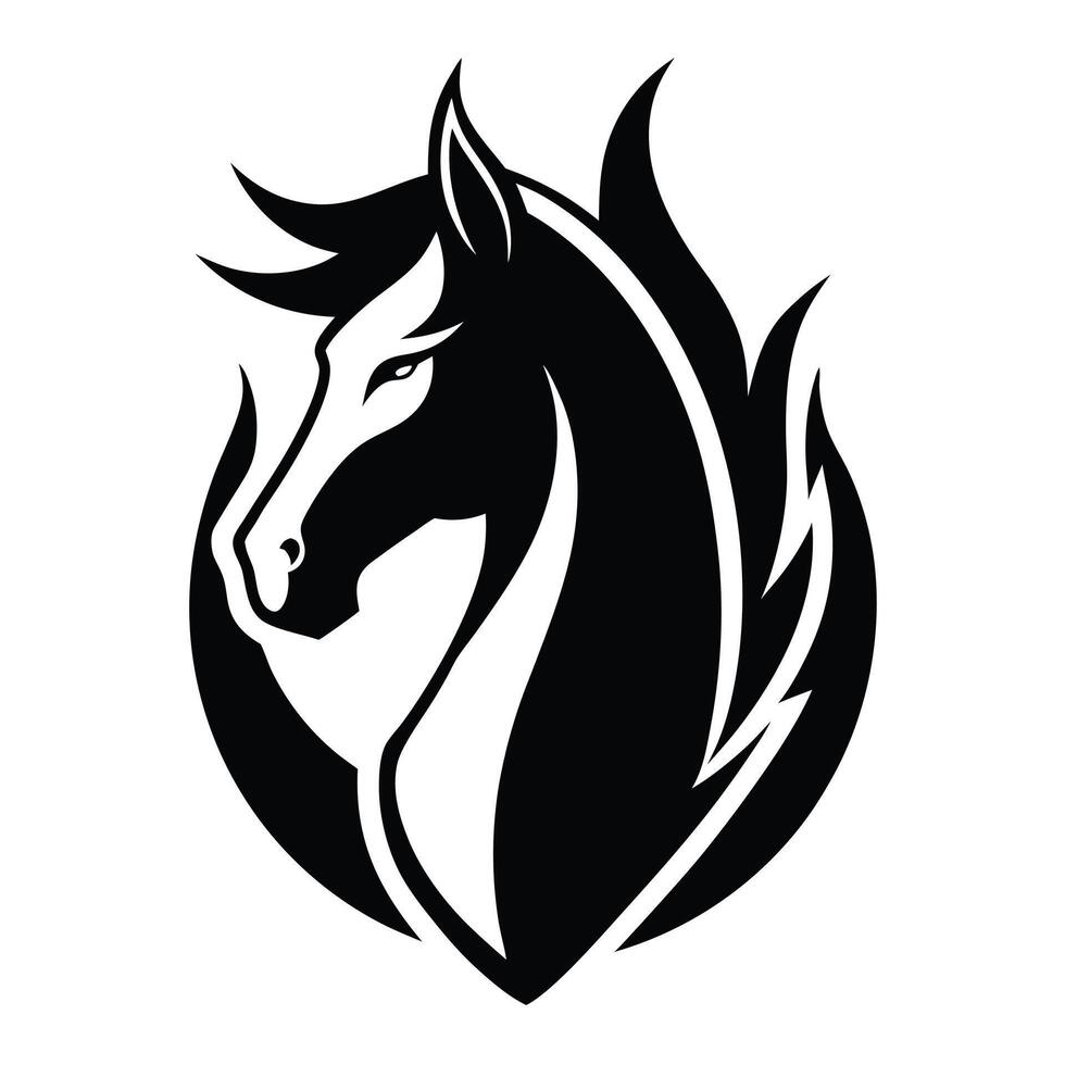 Black and white horse head emblem vector