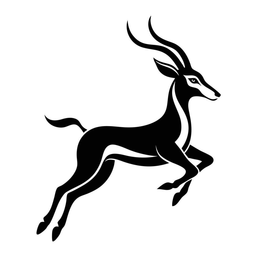 Jumping gazelle silhouette black and white vector