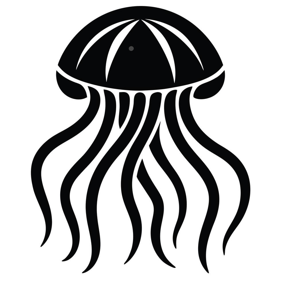Black and white jellyfish illustration vector