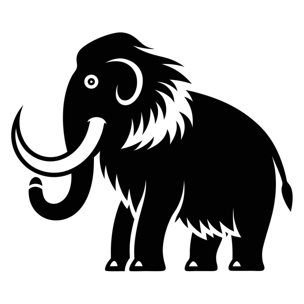 Black and white mammoth illustration vector