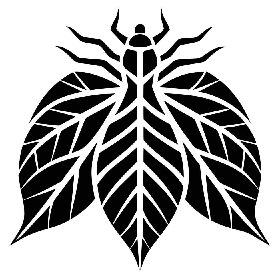 Leaf and insect black silhouette design vector