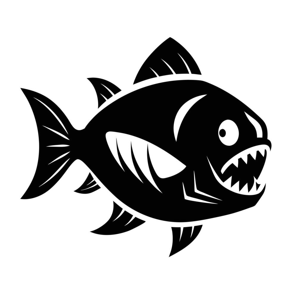 Aggressive stylized piranha illustration vector