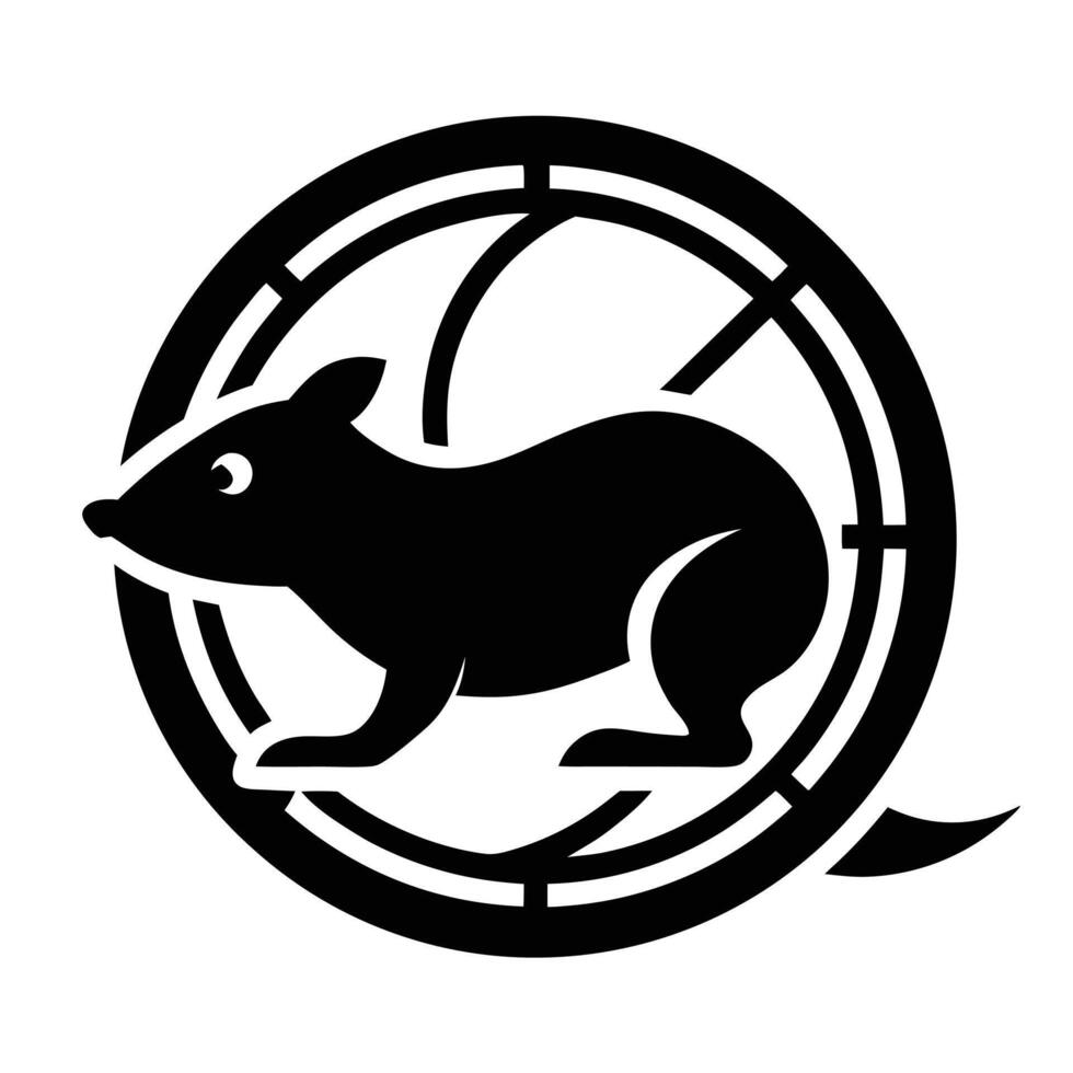 Rat in wheel monochrome logo design vector