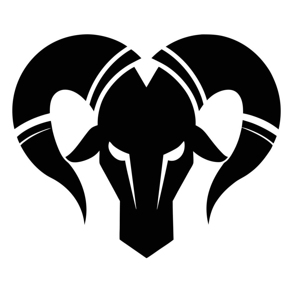 Silhouette black ram head logo design vector