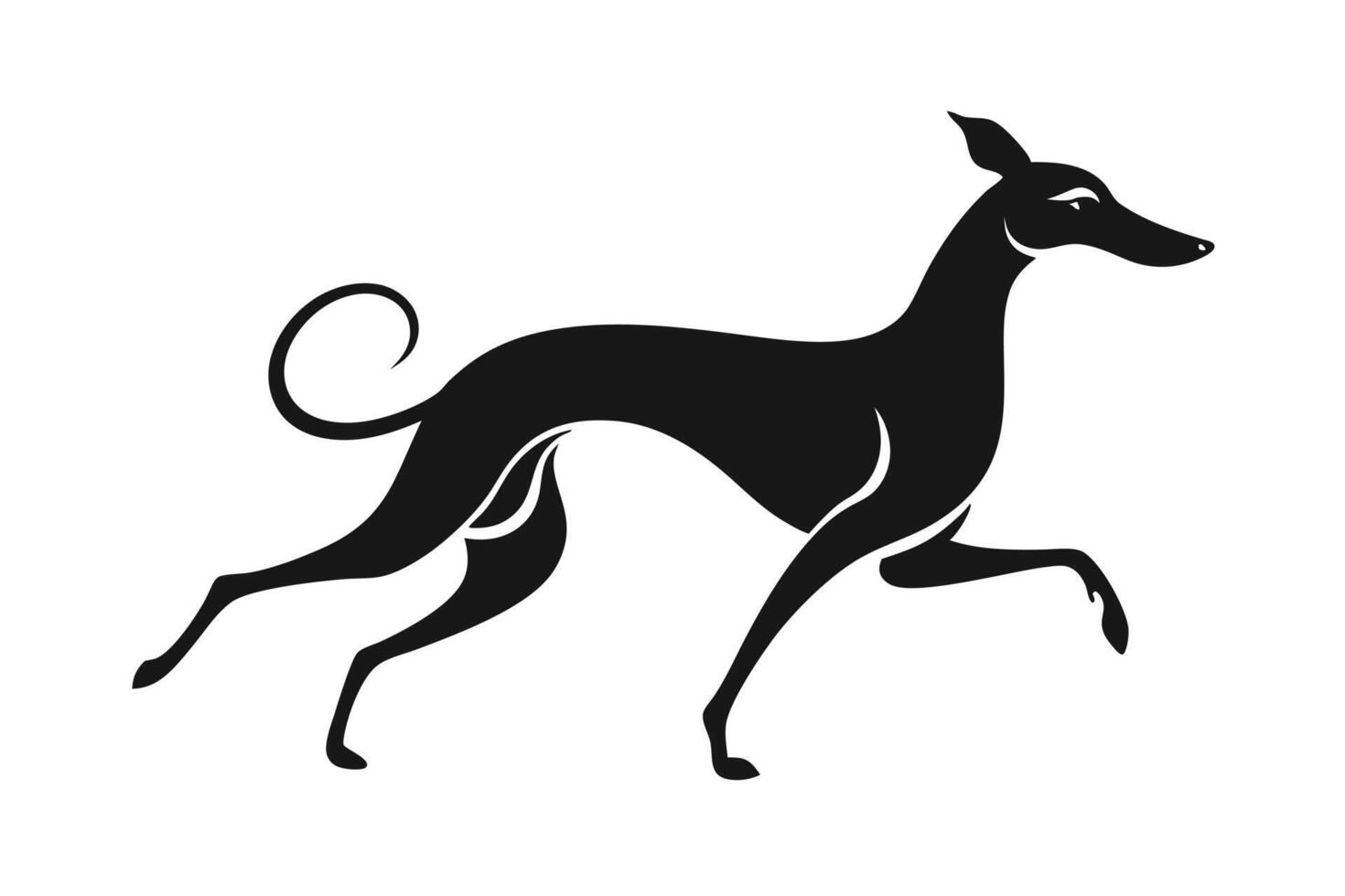 Running greyhound dog silhouette illustration vector