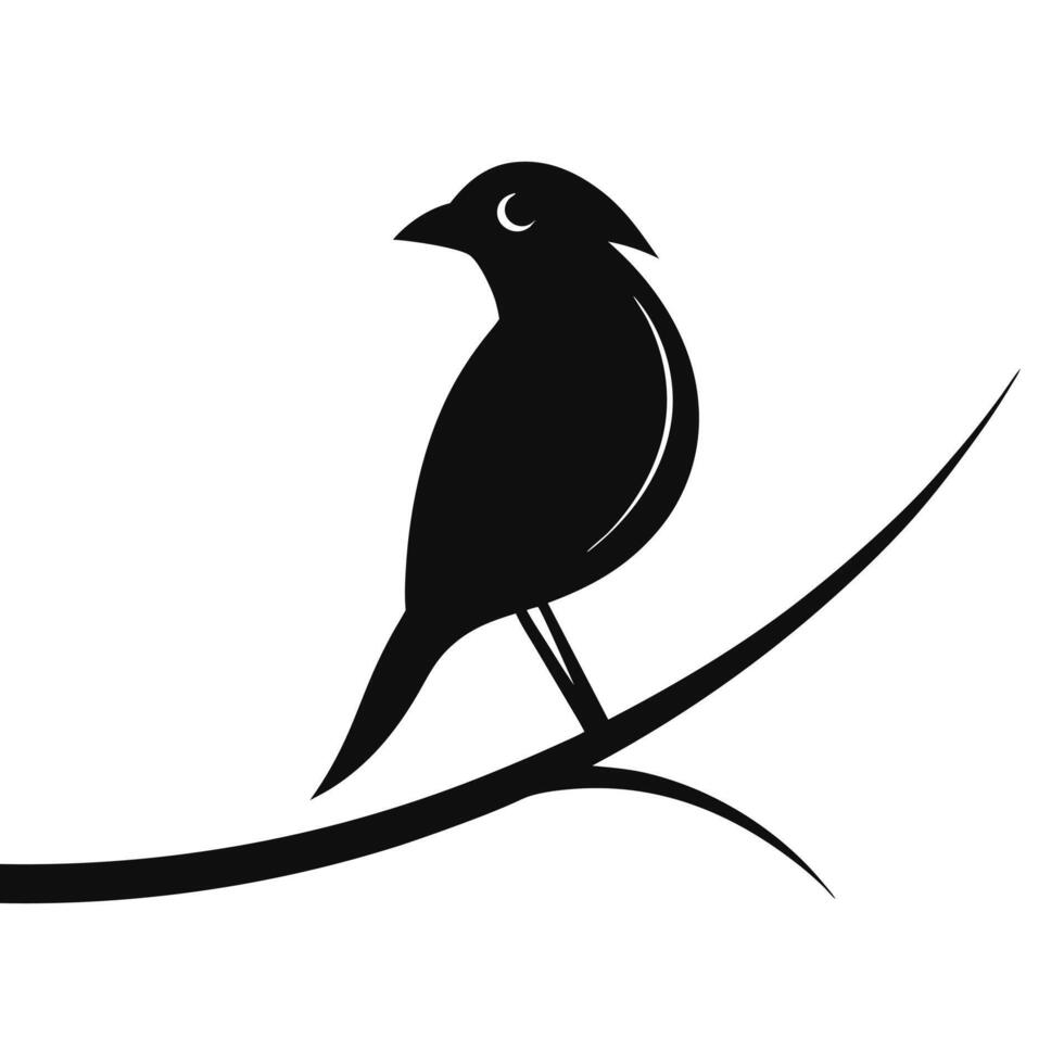 Silhouette bird perched on a branch vector