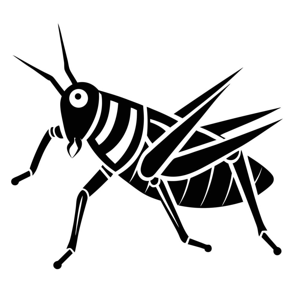 Black and white grasshopper silhouette vector