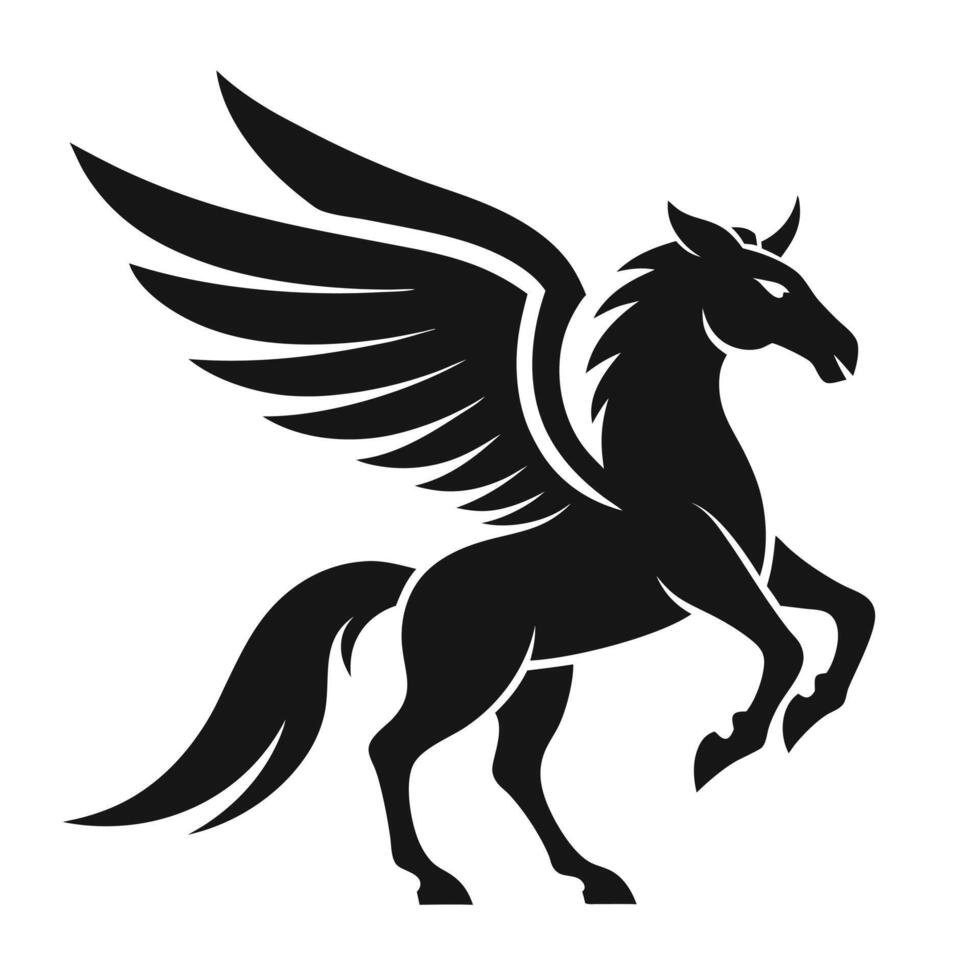 Silhouette of a majestic winged horse vector