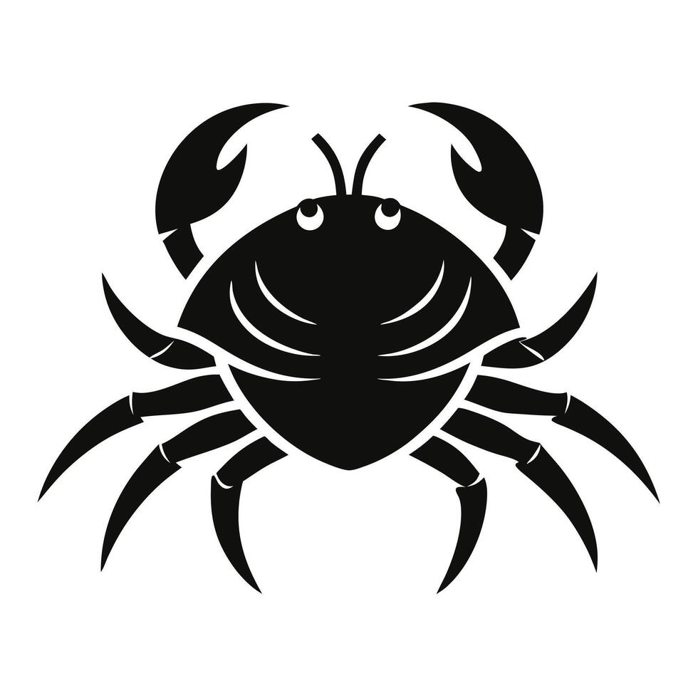 Black crab silhouette on white background vector