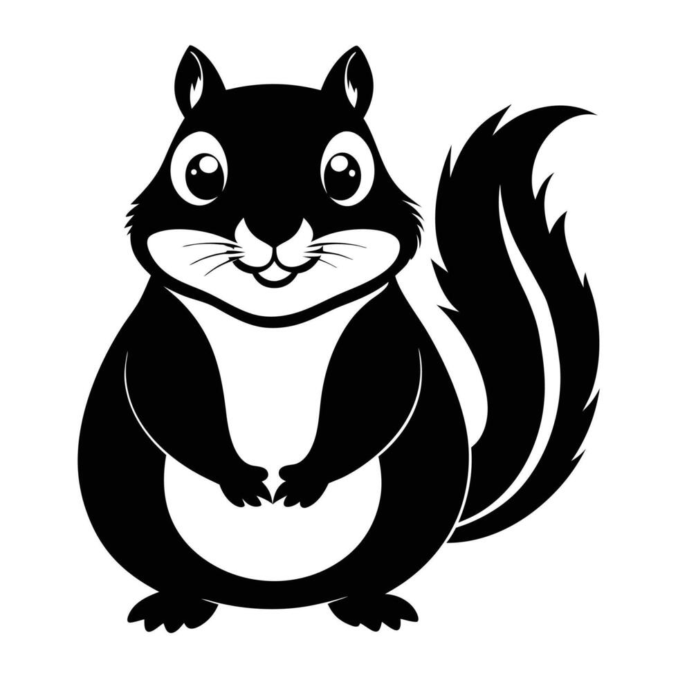 Cute smiling black and white squirrel vector