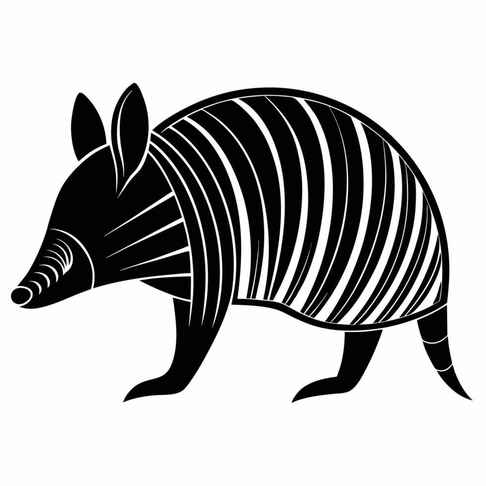 Stylized black and white armadillo illustration Design vector