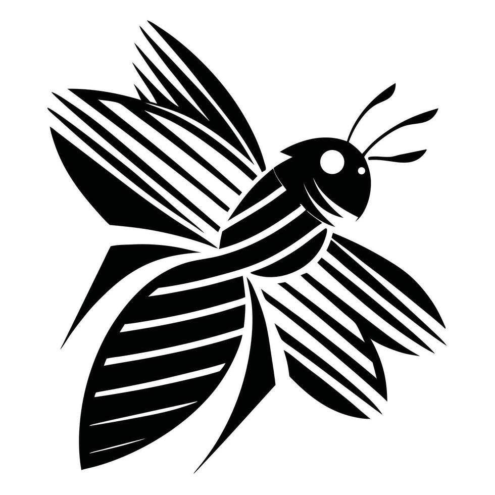 Geometric black and white bee design vector