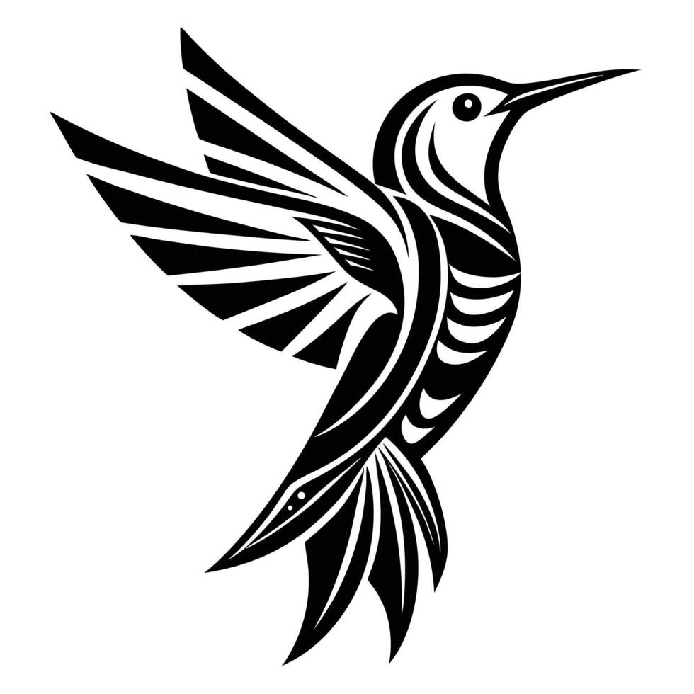 Stylized black and white hummingbird vector