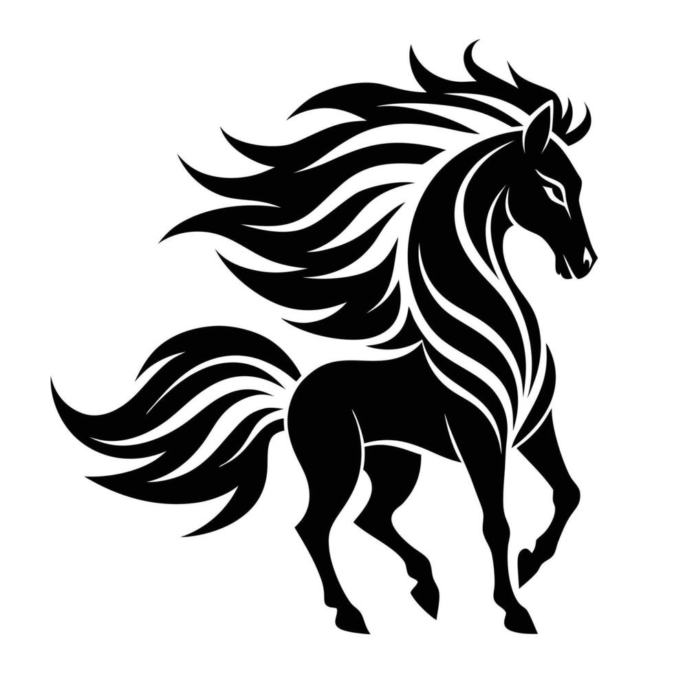 Elegant black horse running silhouette design vector