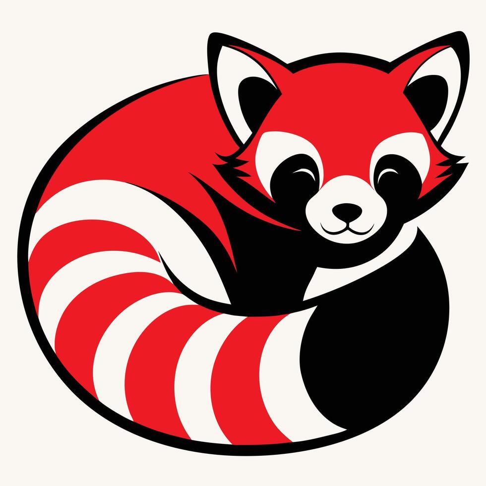 Cute red panda illustration Design vector