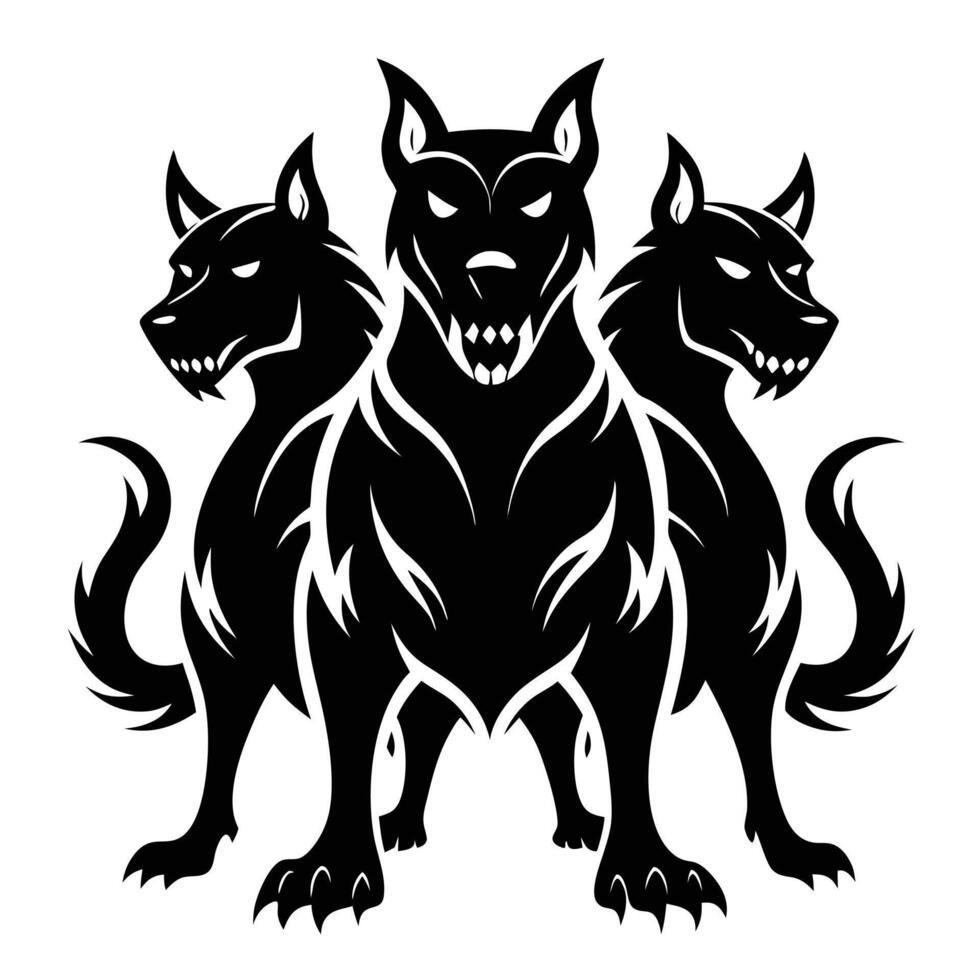 Cerberus mythological three headed dog illustration vector