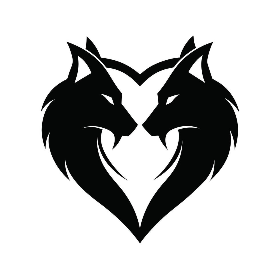 Wolves forming a heart shape vector