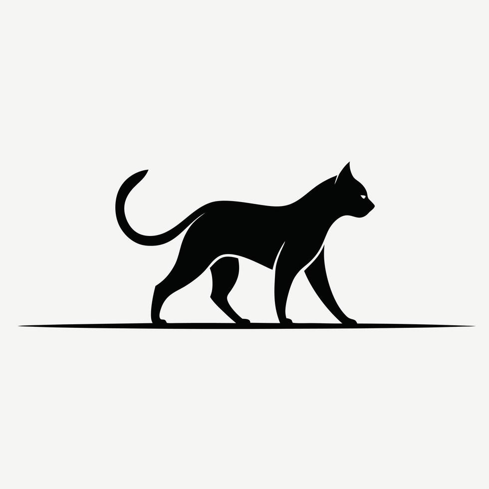 Silhouette of a walking black cat vector