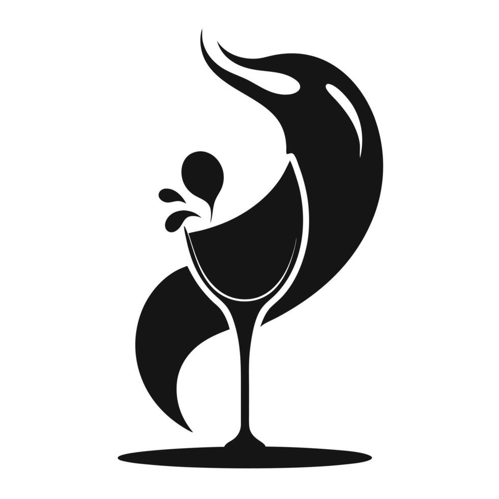 Abstract wine glass with spilled liquid vector