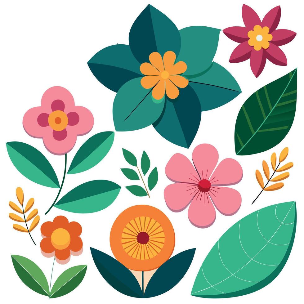 Flowers and leaves illustration vector