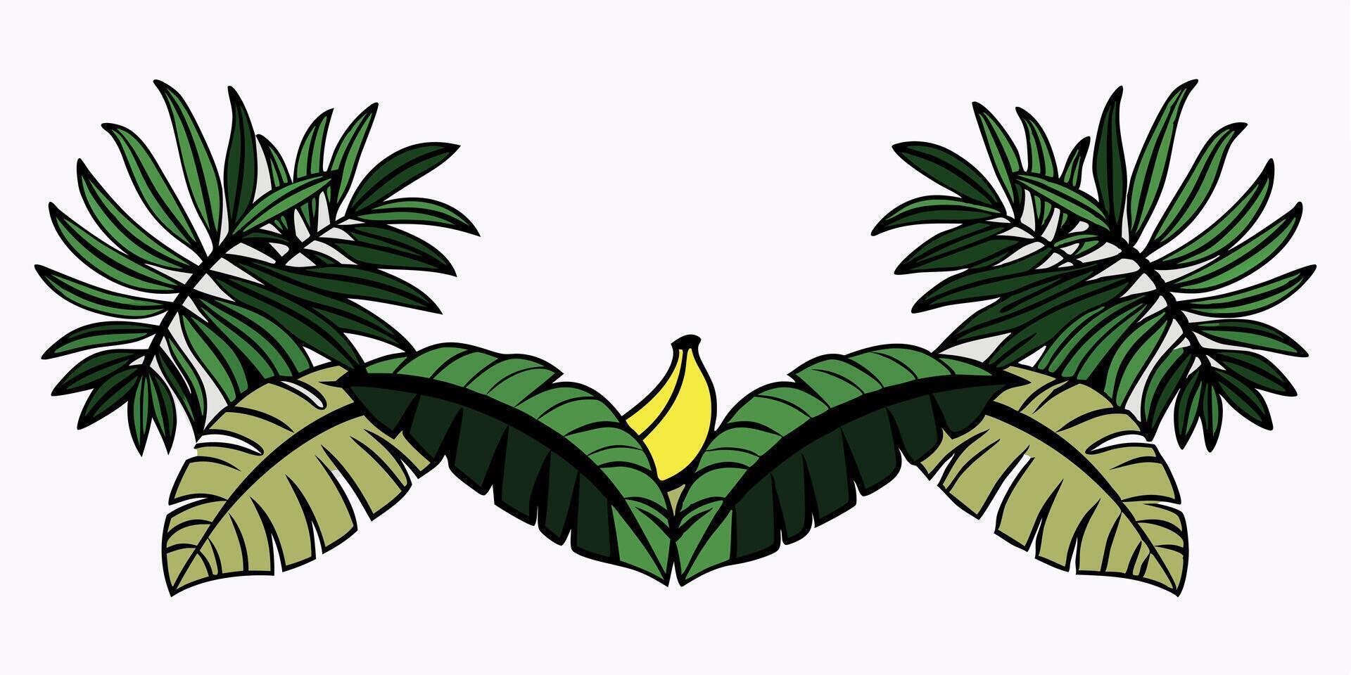 Banana leaves clip art vector