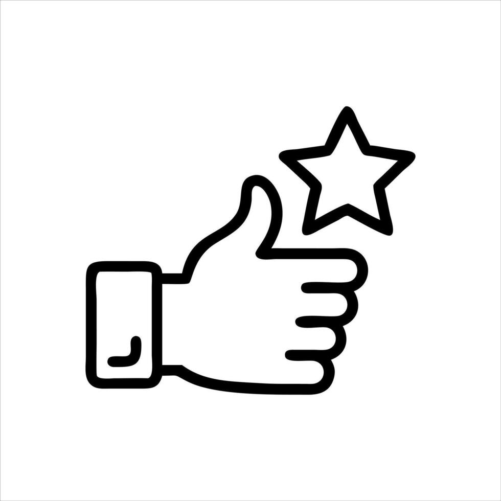 A thumbs-up hand holding a small shining star to represent approval and excellence vector