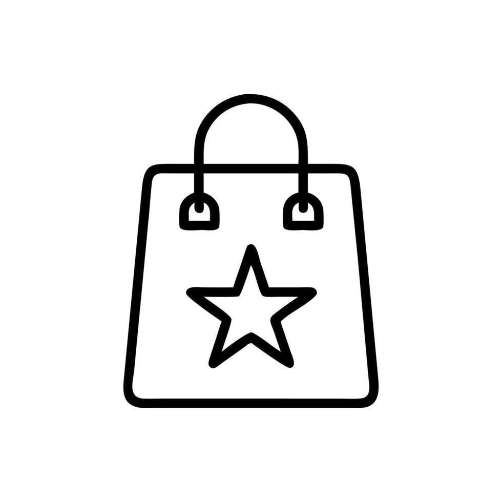 A basic shopping bag with a star symbol, suggesting a premium purchase vector