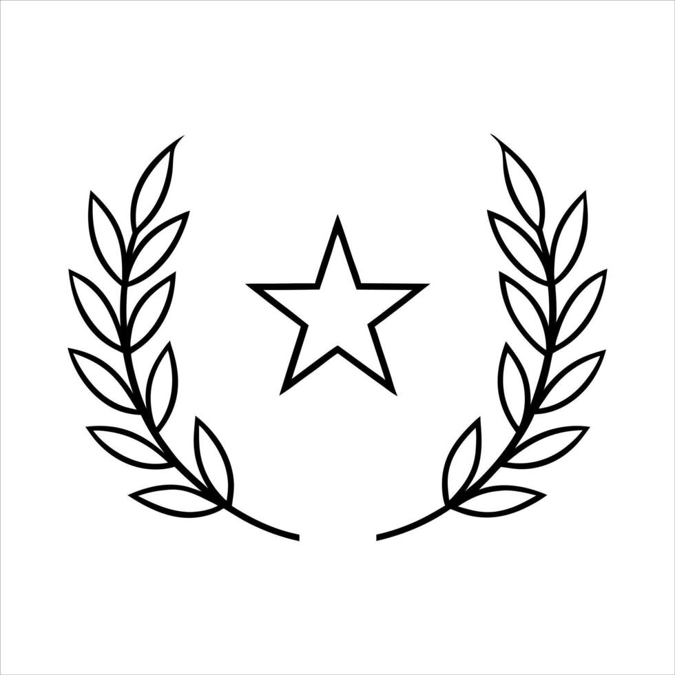 A thin-lined laurel wreath encircles a star to convey honor and excellence vector