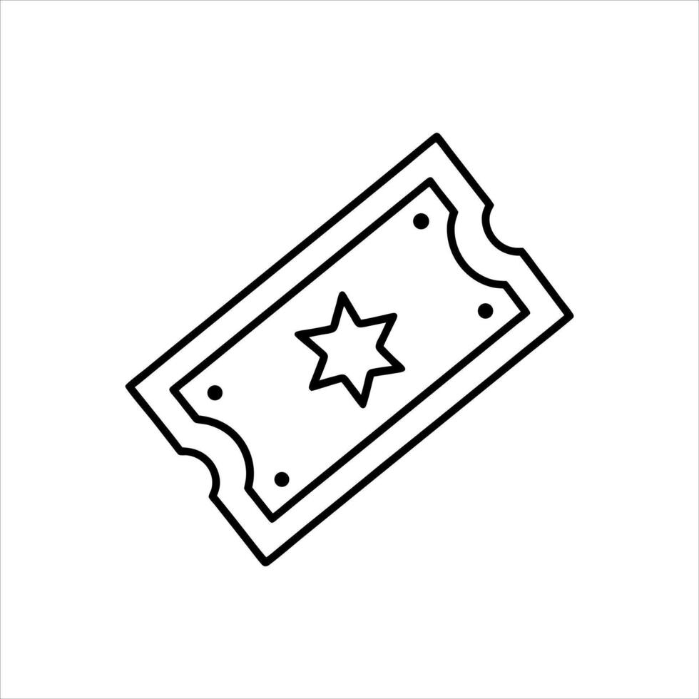 A Minimal event ticket icon with a small star, suggesting VIP access vector