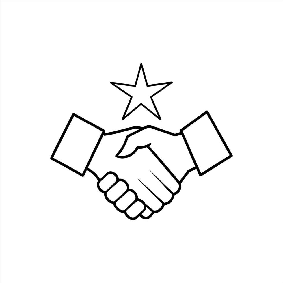 A handshake with a star floating above, representing a successful partnership vector