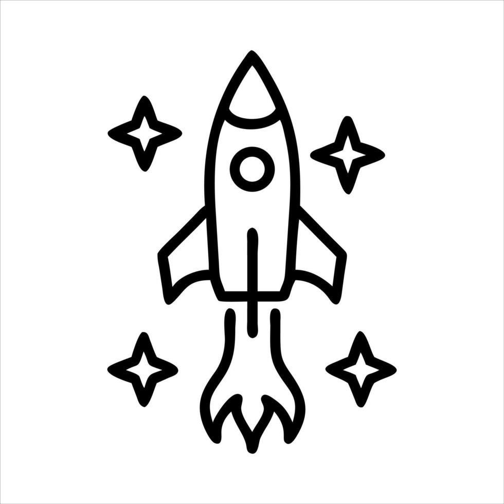 a simple rocket launching upward with stars around it, representing success and big dreams vector