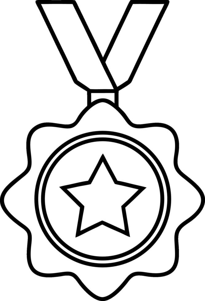 Medal hanging from a ribbon with a centered star, emphasizing success. vector
