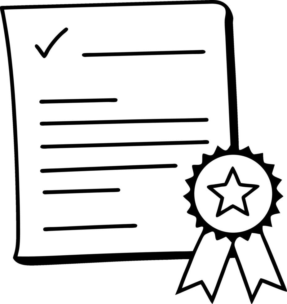 A certificate document with a small star, symbolizing official recognition vector