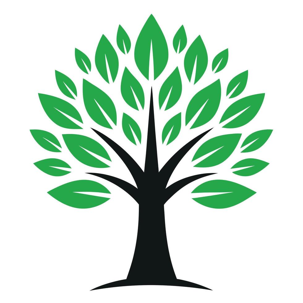 Tree logo Stylized Silhouettes with round Leaves and Circular logo. Adobe Illustrator Art work vector