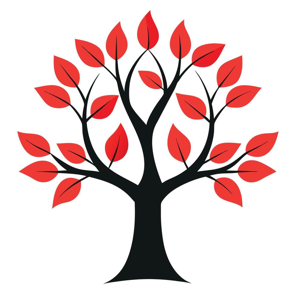 Red tree. The Beginning of Nature Colorful Transformation. Adobe Illustrator Artwork vector