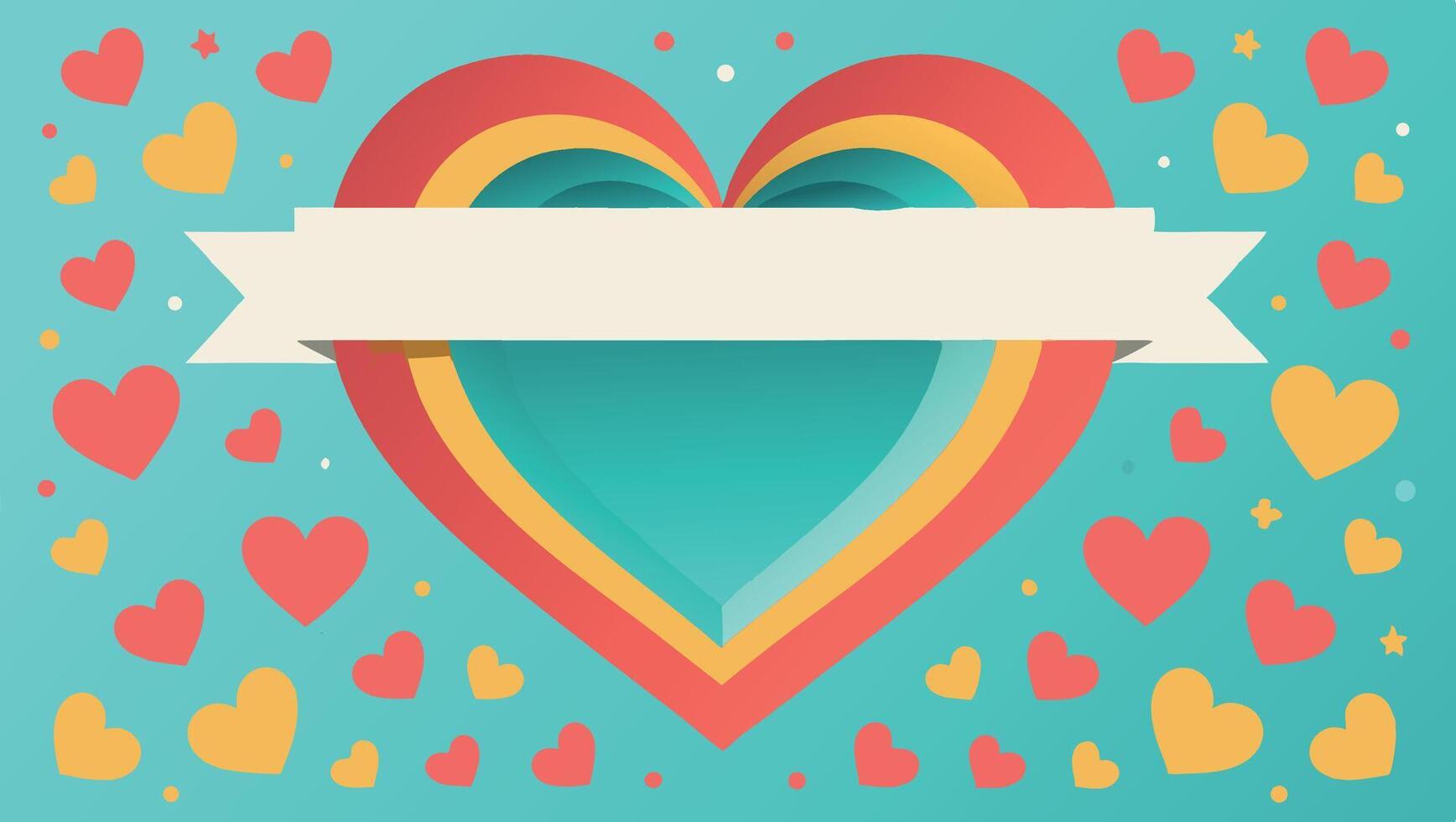 A colorful heart with a banner on it vector