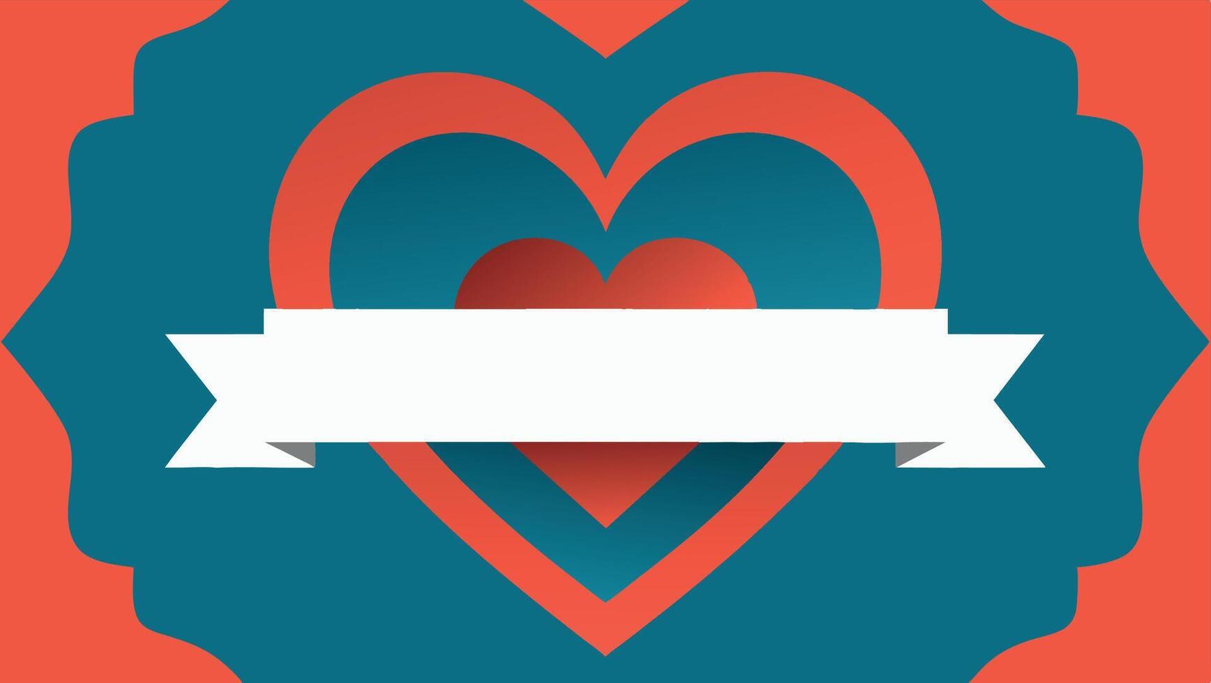 A red and blue heart with a ribbon on it vector
