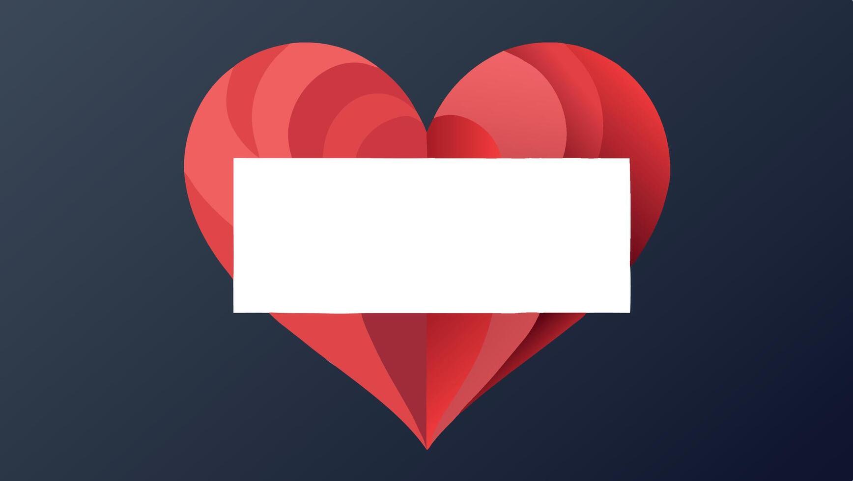 A heart shaped paper with a blank card in the middle vector