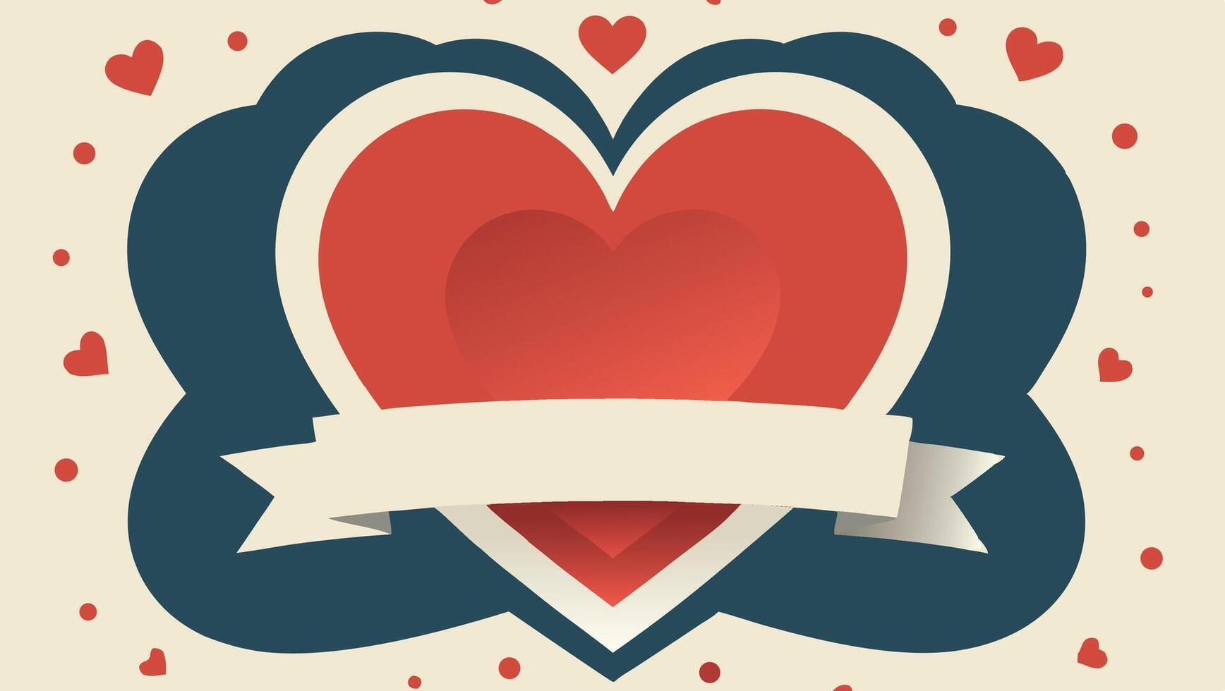 A heart with ribbon and a banner on a beige background vector