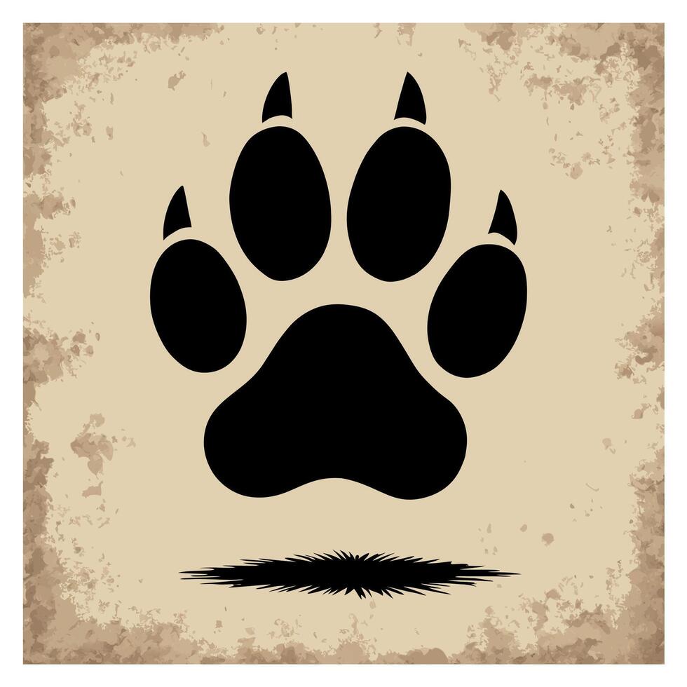 A black paw print on a grunge background vector