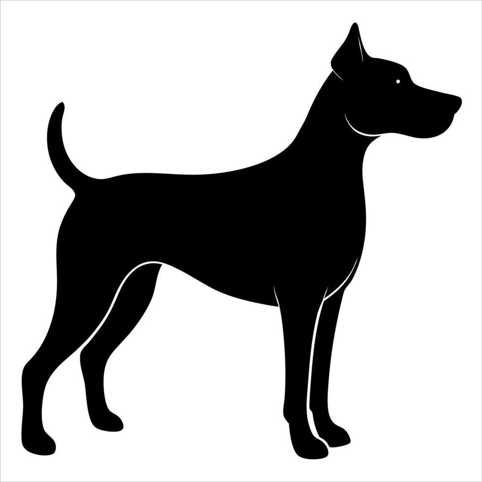 A black and white silhouette of a dog vector
