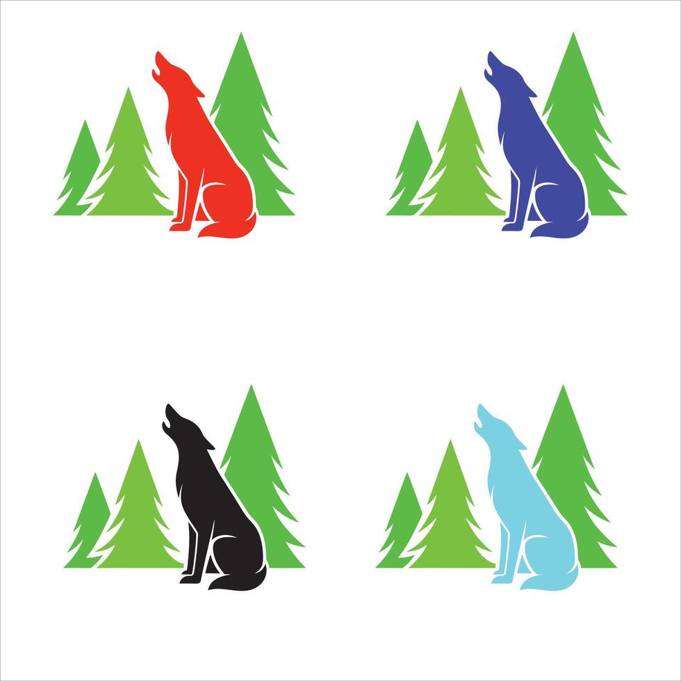 Wolf howling in the forest vector