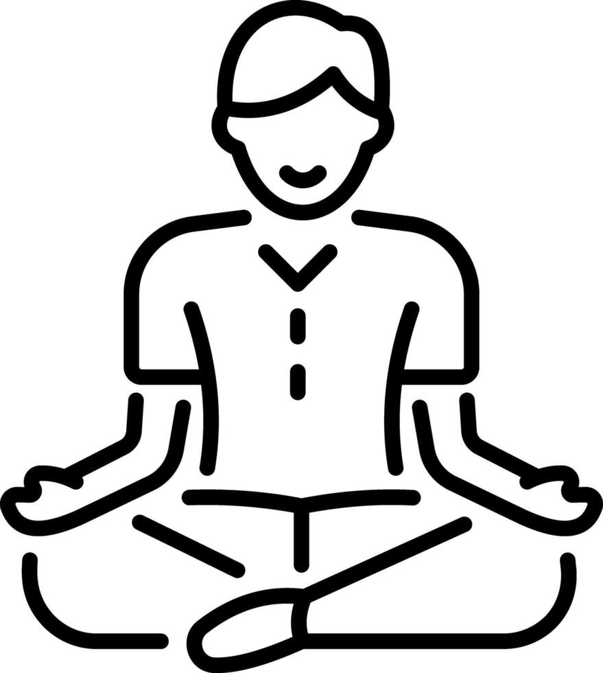 A character doing mediation, linear style icon vector