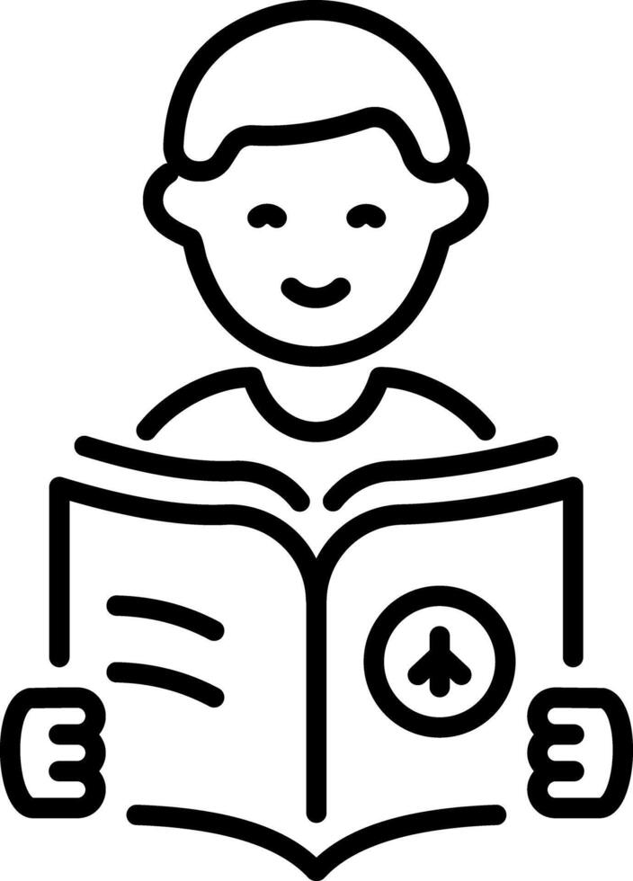 A studying character icon in linear style vector
