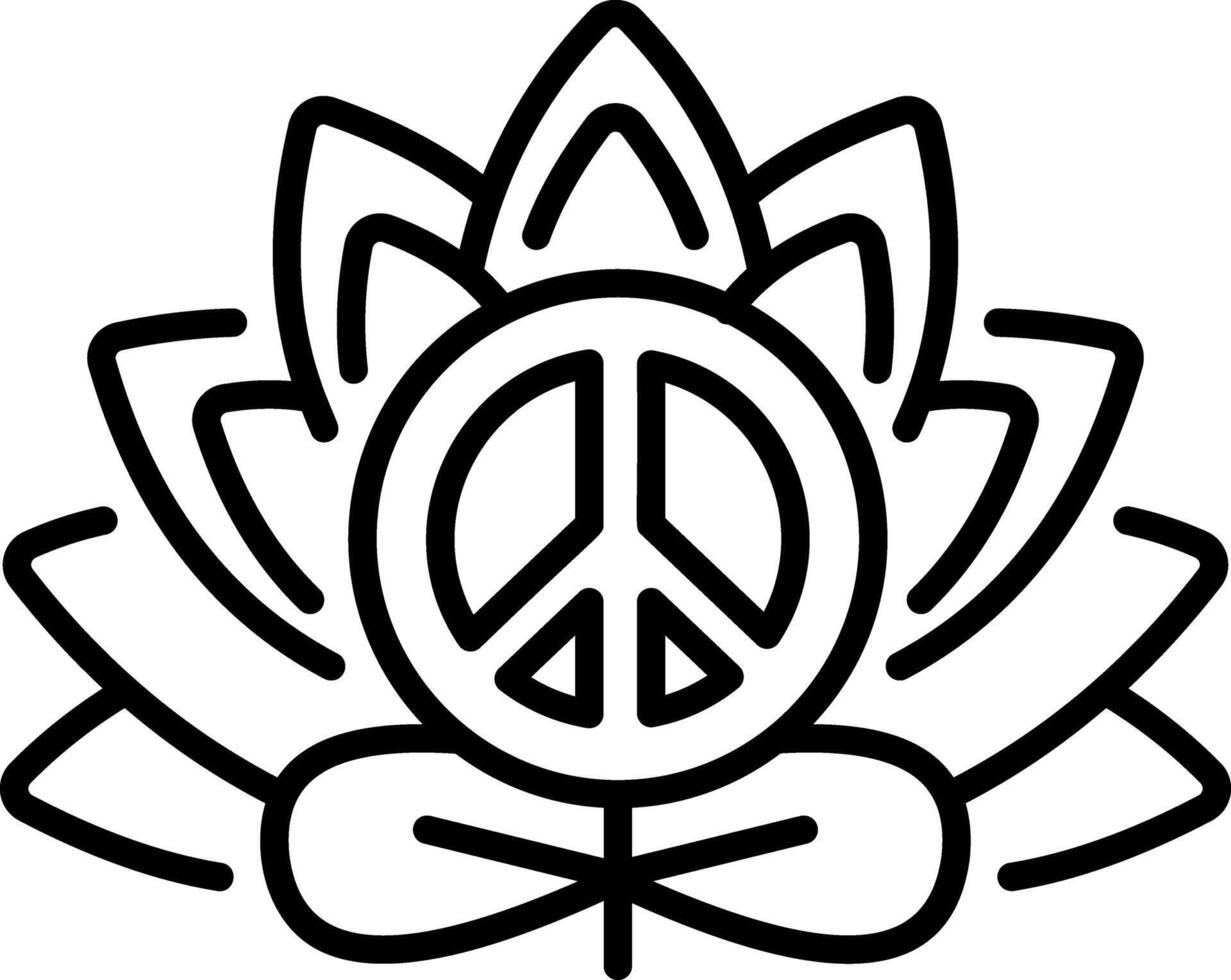 A linear style icon showing a peace flower vector