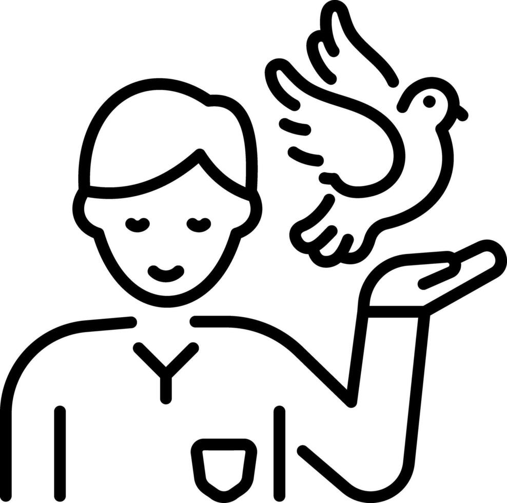 A trendy linear style icon of a peaceful person vector