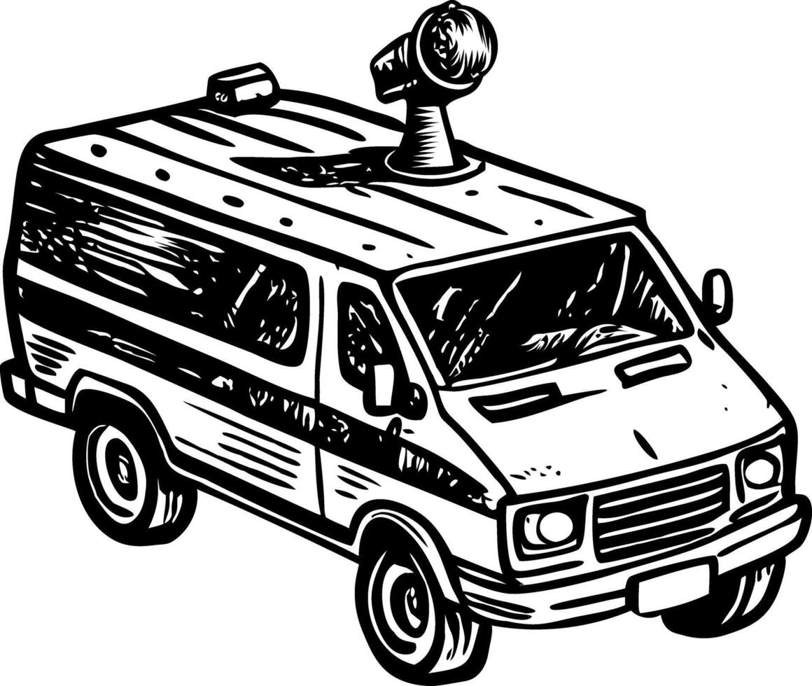 Surveillance van illustration in vintage style vector