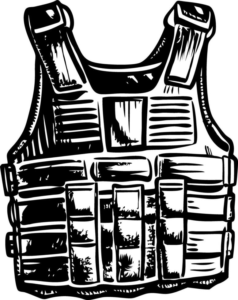 A tactical vest illustration in vintage style vector